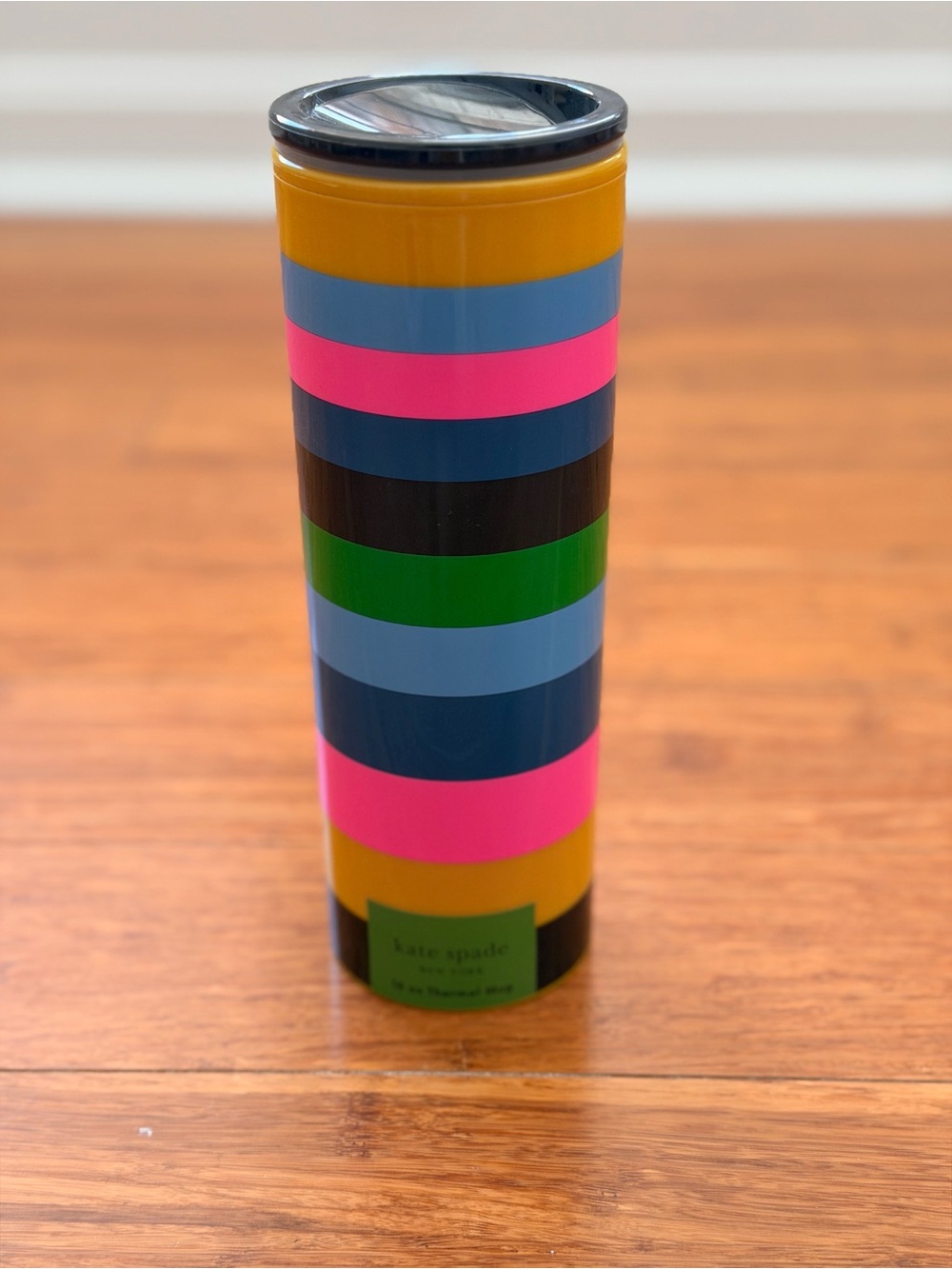 kate spade Bold Multicolor Striped Tumbler - Pink, Yellow, Blue, Green, Black